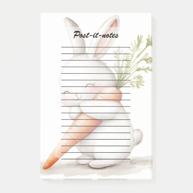Notas Post-it® Acuarela Fluffy Bunny Carrot Love (Anverso)