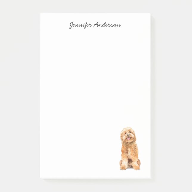 Notas Post-it® acuarela Golden Doodle personalizada (Anverso)