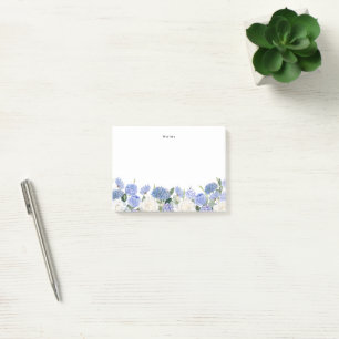 Notas Post-it® Acuarela Hidrángulos azules Rosa blanca personaliz