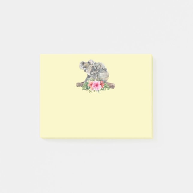 Notas Post-it® Acuarela Koala Bears Cuece Mamá Y Bebé (Anverso)