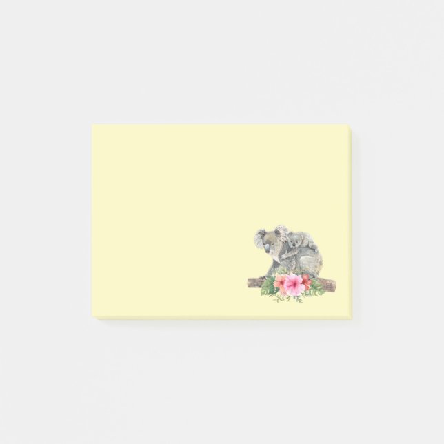 Notas Post-it® Acuarela Koala Bears Cuece Mamá Y Bebé (Anverso)