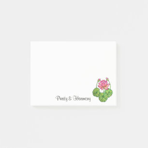 Notas Post-it® Acuarela Lotus rosado con los brotes y las hojas