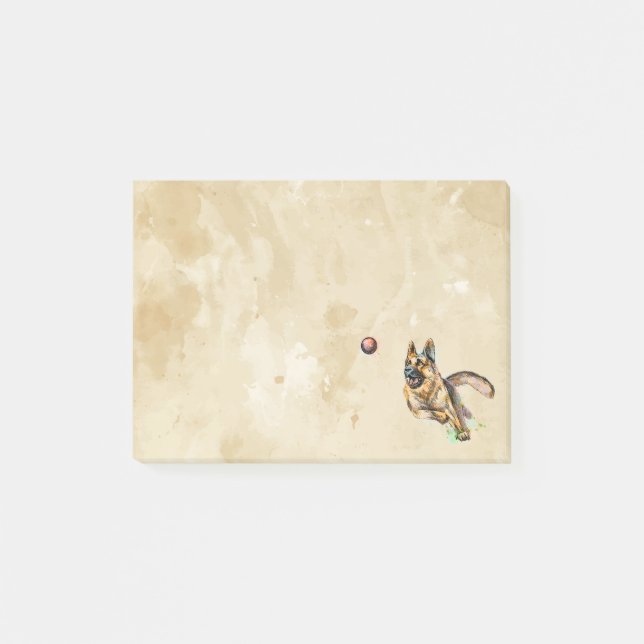 Notas Post-it® Acuarela mascota de perro pastor alemán (Anverso)