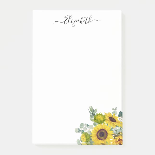 Notas Post-it® Acuarela moderna personalizada girasol amarillo (Anverso)