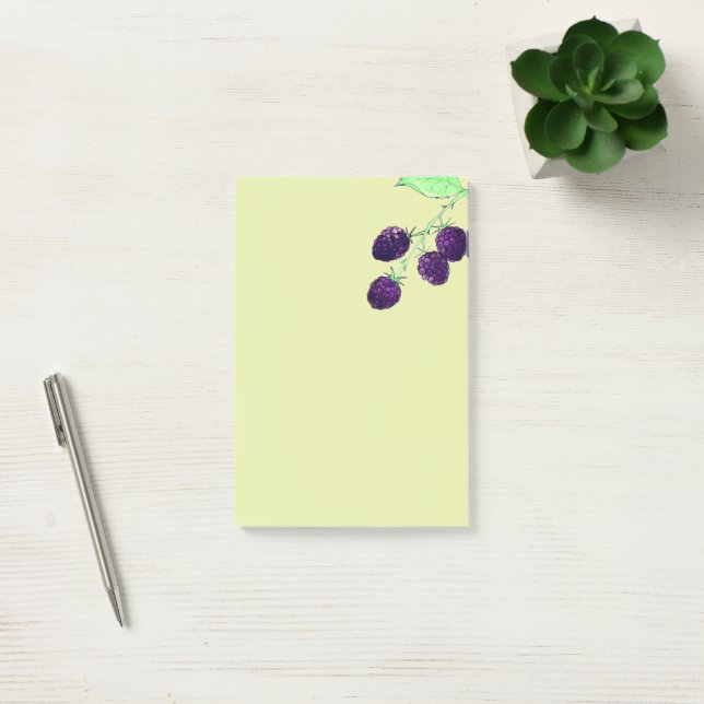 Notas Post-it® Acuarela Mora Negra Botánica (Oficina)