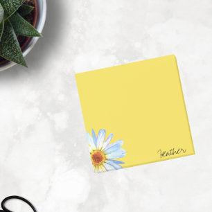 Notas Post-it® Acuarela Personalizada de Margarita Blanca Amarill