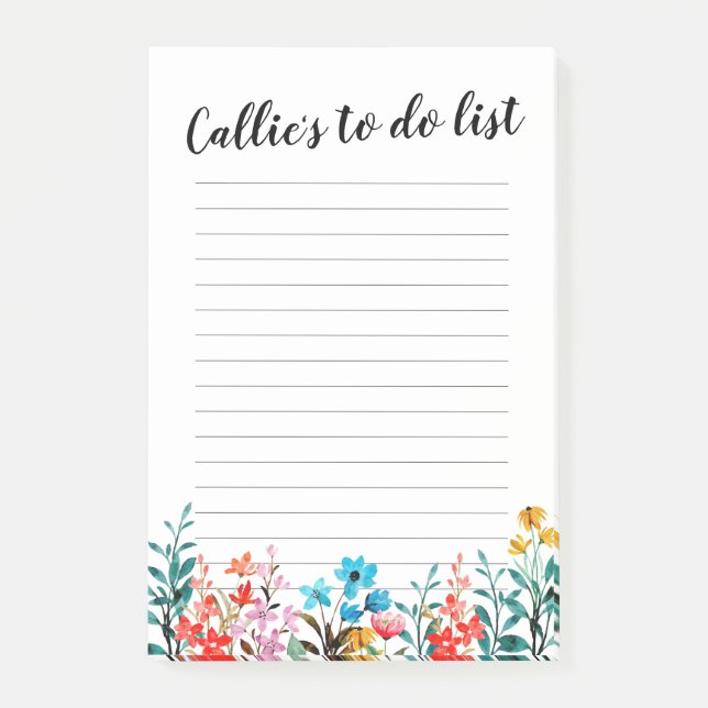 Notas Post-it® Acuarela Personalizado Flor silvestre Notepad magn (Anverso)