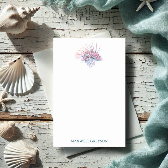 Notas Post-it® Acuarela Pescado tropical (Personalized post it notes watercolor lionfish art by Victoria Grigaliunas of Do Tell A Belle)