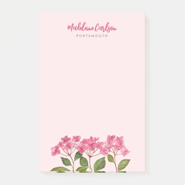 Notas Post-it® Acuarela Pink Hydrangea Lacecaps Ilustracion (Anverso)