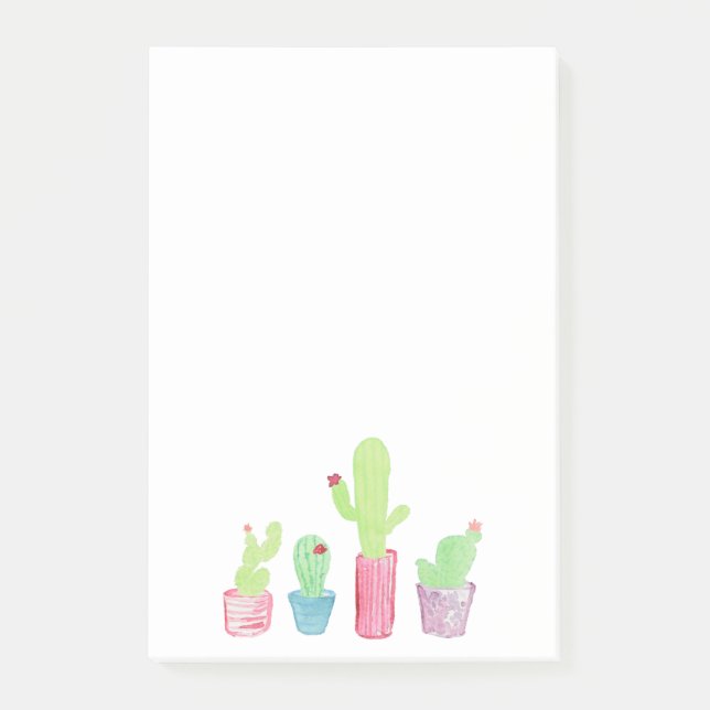 Notas Post-it® Acuarela Potted Cactus Plants Notes (Anverso)