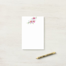 Notas Post-it® acuarela rosa floral personalizada