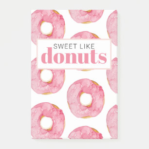Notas Post-it® Acuarela Rosa Moderna Dulce Como Cita De Donuts