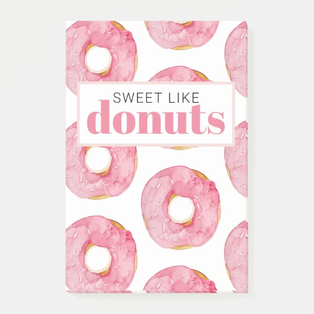 Notas Post-it® Acuarela Rosa Moderna Dulce Como Cita De Donuts (Anverso)