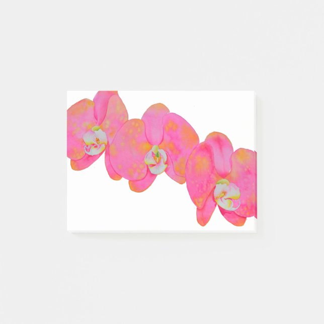 Notas Post-it® acuarela rosa Orquídea pintura tropical floral (Anverso)