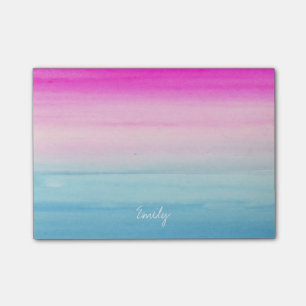 Notas Post-it® Acuarela rosada y azul de Ombre personalizada