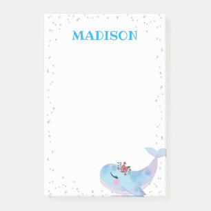 Notas Post-it® Acuarela Whale Post It Note