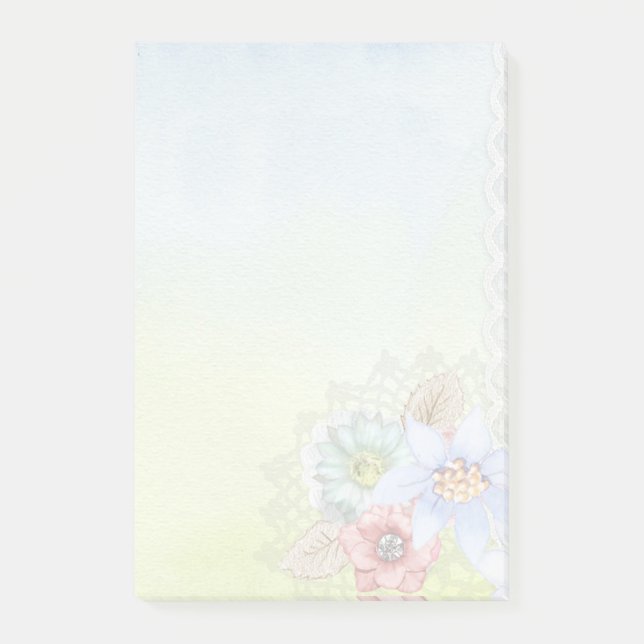 Notas Post-it® Acuarela y flores (Anverso)