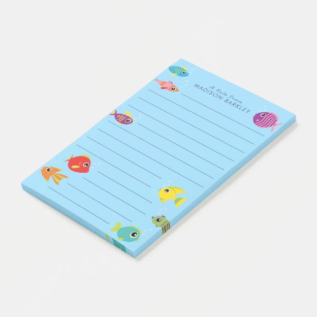 Notas Post-it® Acuario de peces lindo para niños (En perspectiva)