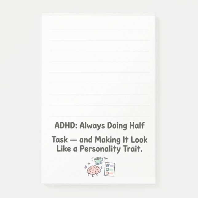 Notas Post-it® ADHD Funny Acronym Focus & Task Management  (Anverso)