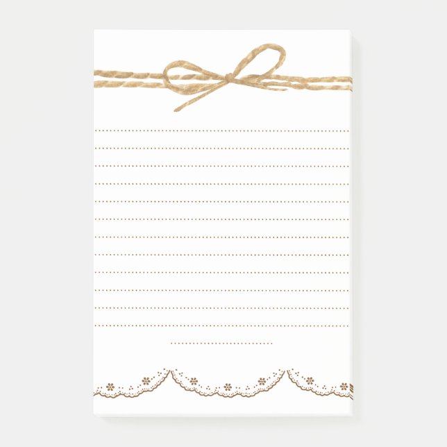 Notas Post-it® Adorable bata marrón blanca hermosa encaje (Anverso)