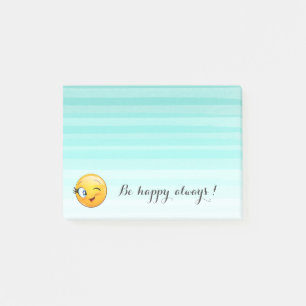 Notas Post-it® Adorable Emoji Winking Face-Be feliz siempre