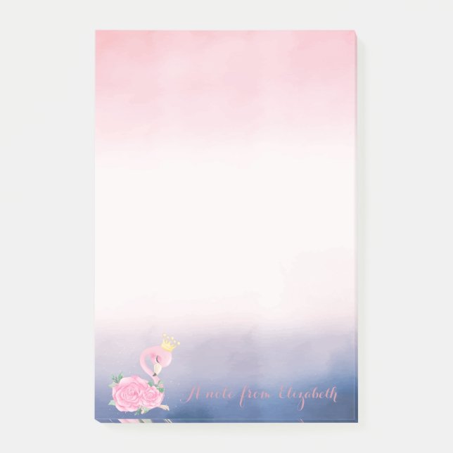 Notas Post-it® Adorable Flamingo Rosa Bebé Floral (Anverso)