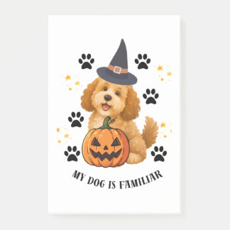 Notas Post-it® Adorable Poodle Bruja de Halloween con Calabaza