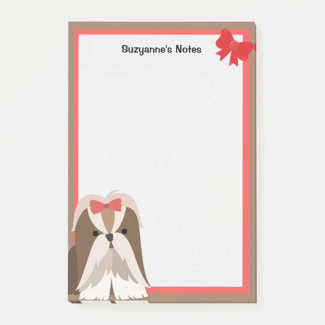 Notas Post-it® Adorable Shih Tzu Con Bow (Anverso)