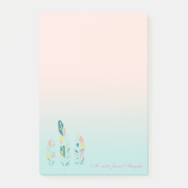 Notas Post-it® Adorables Plumas Modernas Femeninas (Anverso)