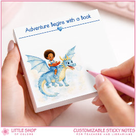 Notas Post-it® Adventure Begins with a Book Girl with Dragon