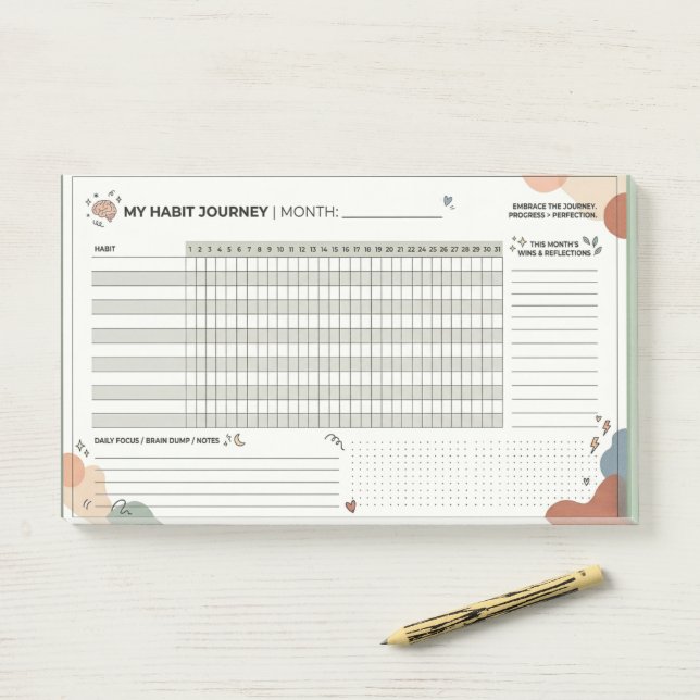 Notas Post-it® Aesthetic Neurodivergent Habit Tracker Brain Dump (En escritorio)