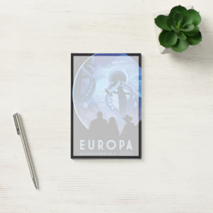 Notas Post-it® Afiche de viaje espacial retro - Europa de la luna