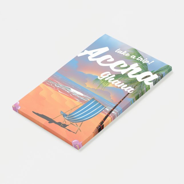 Notas Post-it® Afiche de viaje por la playa de Accra Ghana (En perspectiva)