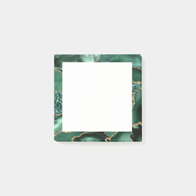 Notas Post-it® Agate Green Gold Purpurina Geode Marble Gemstone (Anverso)