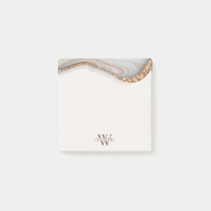 Notas Post-it® Agate Stone Marble Monograma Nombre