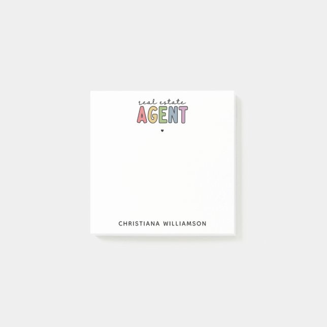 Notas Post-it® Agente inmobiliario de nombre personalizado | Rega (Anverso)