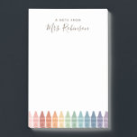 Notas Post-it® Agradecimiento del profesor al Rainbow Crayon<br><div class="desc">Sorprende al profesor en tu vida o te tratas a ti mismo (si eres el profesor) con estas divertidas notas posotéticas,  ¡con coloridos lápices de colores! Personalice el texto con un nombre,  o personalizar para crear una lista de tareas pendientes o notas simples,  etc.</div>
