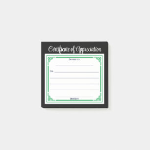 Notas Post-it® Agradecimientos por el certificado de reconocimien