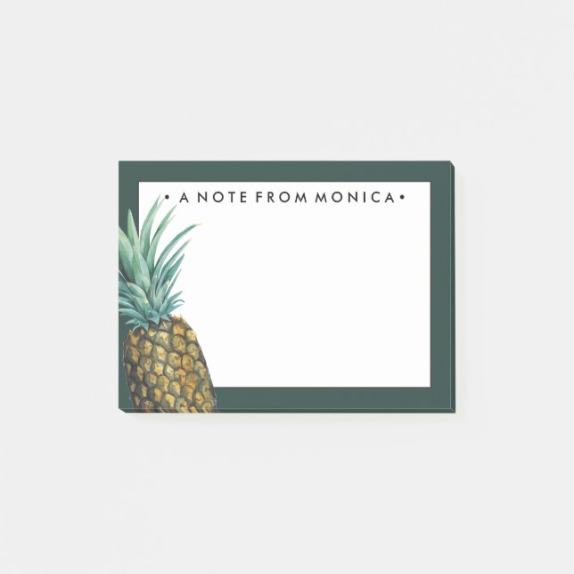 Notas Post-it® Agrega tu nombre | Acuarela de piña tropical (Anverso)