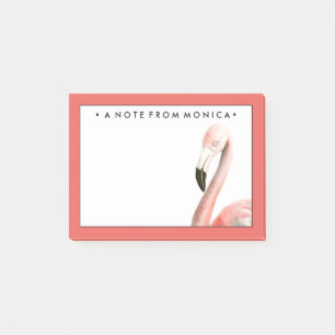 Notas Post-it® Agrega tu nombre   Ave Flamingo Tropical