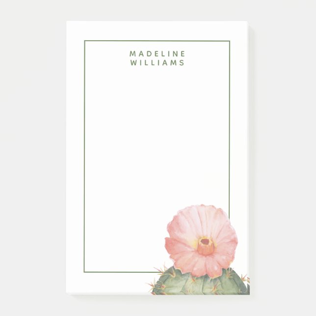 Notas Post-it® Agrega tu nombre | Cactus floreciente (Anverso)