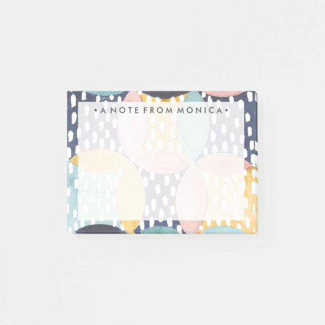 Notas Post-it® Agrega tu nombre | Círculos geométricos de acuarel (Anverso)