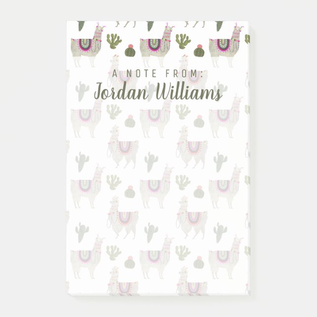 Notas Post-it® Agrega tu nombre | Colección Llamarama | Cute Llla (Anverso)