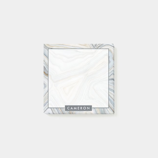 Notas Post-it® Agrega tu nombre | Diseño abstracto de mármol gris (Anverso)