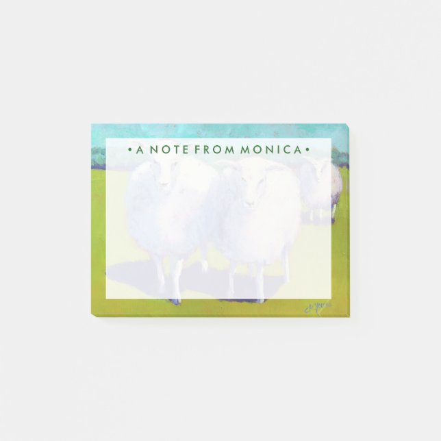 Notas Post-it® Agrega tu nombre | Dos Ovejas En Campo (Anverso)