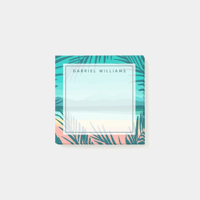 Notas Post-it® Agrega tu nombre | Escenario de playa tropical (Anverso)