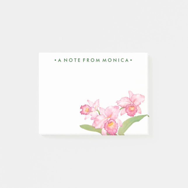 Notas Post-it® Agrega tu nombre | Flores de acuarela rosa exótica (Anverso)