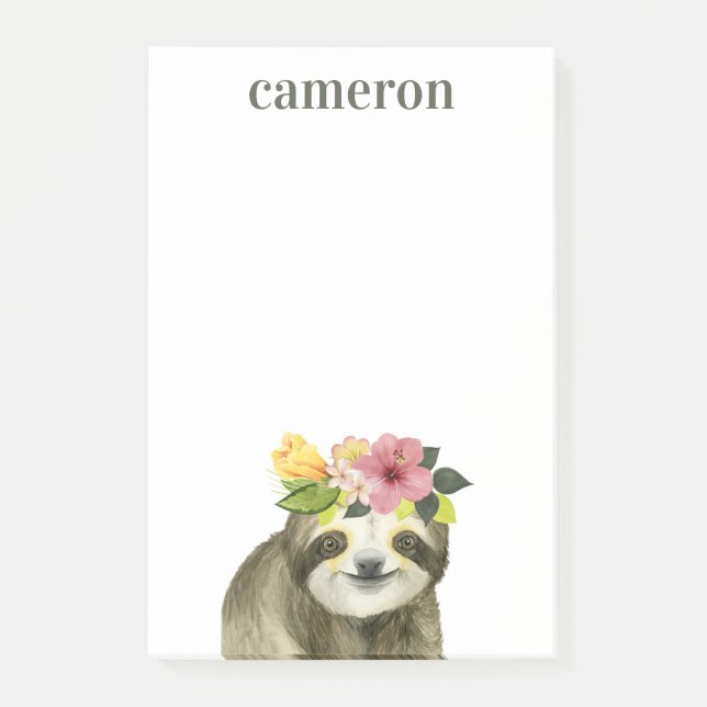Notas Post-it® Agrega tu nombre | Halo tropical | Sweet Sloth (Anverso)