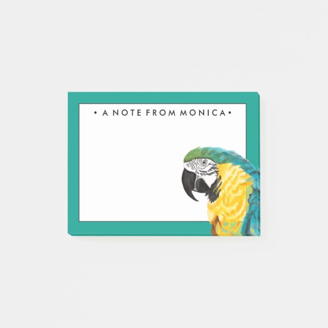 Notas Post-it® Agrega tu nombre | Pájaro loro tropical (Anverso)