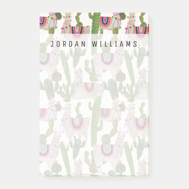 Notas Post-it® Agrega tu nombre | Patrón de colección Llamarama (Anverso)